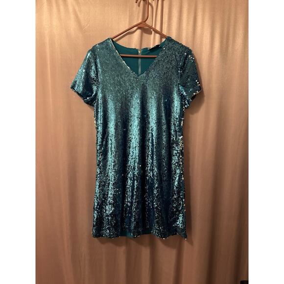 Blue Sequined Mini Dress - Picture 2 of 7